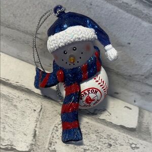 Boston Red Sox Snowman Ornament - Blue and White